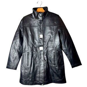 Real Leather Coat Women Large Black Leather Bristol Jacket‎ NWT Outdoor Moto
